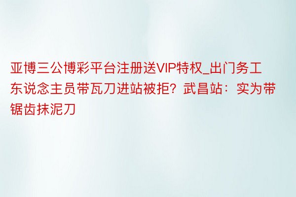 亚博三公博彩平台注册送VIP特权_出门务工东说念主员带瓦刀进站被拒？武昌站：实为带锯齿抹泥刀