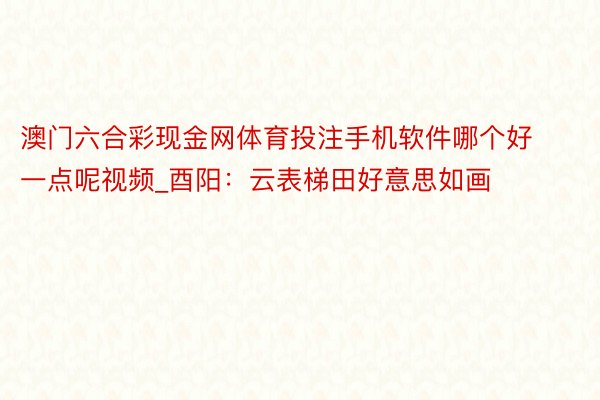 澳门六合彩现金网体育投注手机软件哪个好一点呢视频_酉阳：云表梯田好意思如画