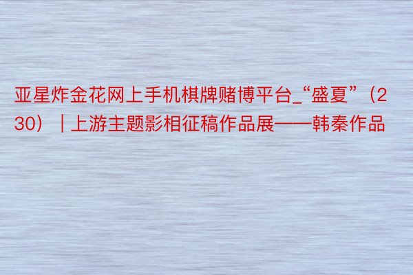 亚星炸金花网上手机棋牌赌博平台_“盛夏”（230） | 上游主题影相征稿作品展——韩秦作品