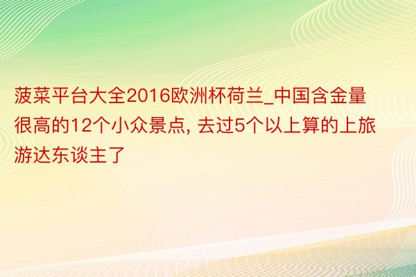 菠菜平台大全2016欧洲杯荷兰_中国含金量很高的12个小众景点, 去过5个以上算的上旅游达东谈主了